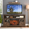 60" Reclaimed Barnwood TV Stand for 70" TVs with 1500W Electric Fireplace & Remote Control