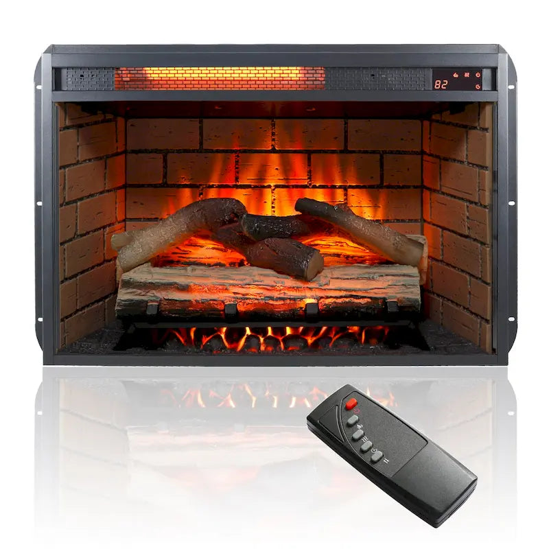 60" Reclaimed Barnwood TV Stand for 70" TVs with 1500W Electric Fireplace & Remote Control