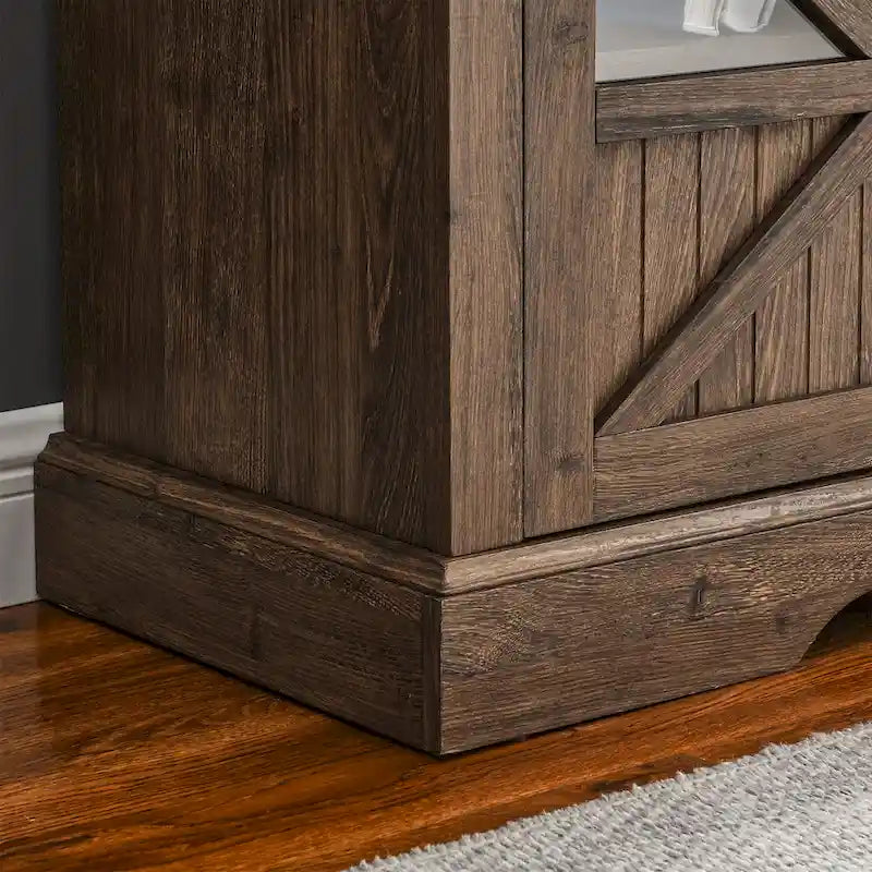 60" Reclaimed Barnwood TV Stand for 70" TVs with 1500W Electric Fireplace & Remote Control