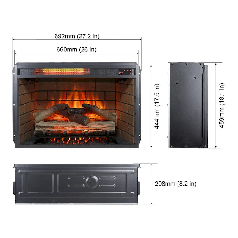 60" Reclaimed Barnwood TV Stand for 70" TVs with 1500W Electric Fireplace & Remote Control
