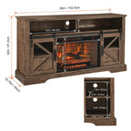 60" Reclaimed Barnwood TV Stand for 70" TVs with 1500W Electric Fireplace & Remote Control