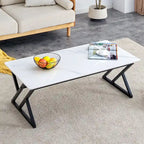 Modern Minimalist Marble Pattern Coffee Table with Black Metal Legs, Seats 2-4, Gold/Black