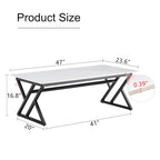 Modern Minimalist Marble Pattern Coffee Table with Black Metal Legs, Seats 2-4, Gold/Black