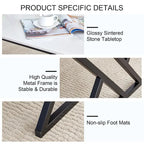 Modern Minimalist Marble Pattern Coffee Table with Black Metal Legs, Seats 2-4, Gold/Black