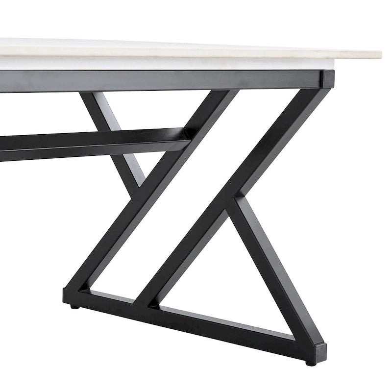 Modern Minimalist Marble Pattern Coffee Table with Black Metal Legs, Seats 2-4, Gold/Black