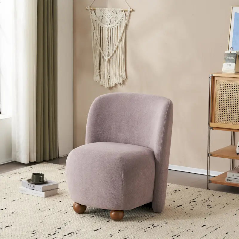 Modern Curved Teddy Fabric Accent Chair with Golden Metal Legs, Soft Upholstery, 4 Colors