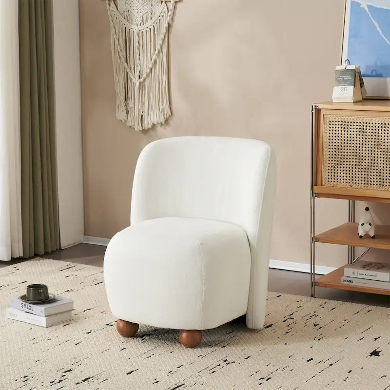 Modern Curved Teddy Fabric Accent Chair with Golden Metal Legs, Soft Upholstery, 4 Colors