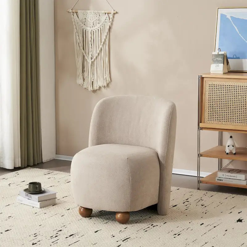 Modern Curved Teddy Fabric Accent Chair with Golden Metal Legs, Soft Upholstery, 4 Colors