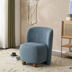 Modern Curved Teddy Fabric Accent Chair with Golden Metal Legs, Soft Upholstery, 4 Colors