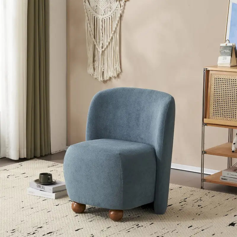 Modern Curved Teddy Fabric Accent Chair with Golden Metal Legs, Soft Upholstery, 4 Colors