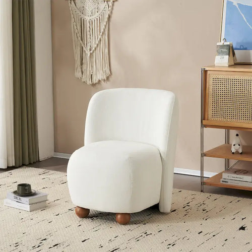 - Eliana Modern Teddy Fabric Accent Chair with Curved Backrest and Legs