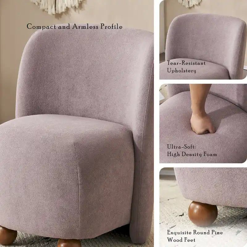 Modern Curved Teddy Fabric Accent Chair with Golden Metal Legs, Soft Upholstery, 4 Colors