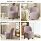 Modern Curved Teddy Fabric Accent Chair with Golden Metal Legs, Soft Upholstery, 4 Colors