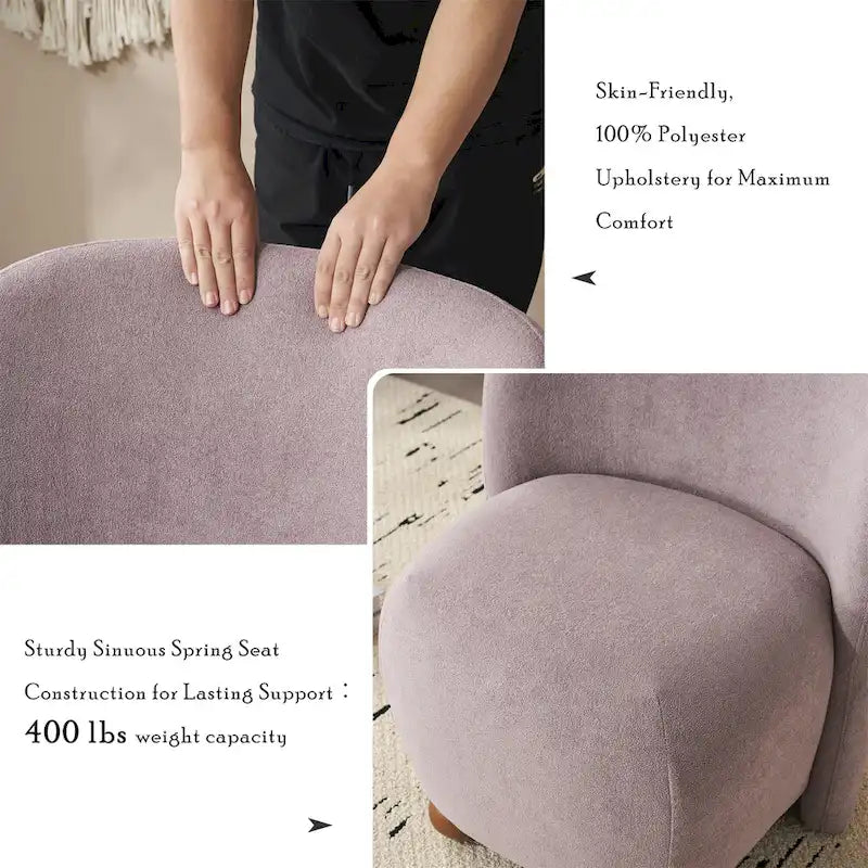 Modern Curved Teddy Fabric Accent Chair with Golden Metal Legs, Soft Upholstery, 4 Colors