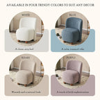 Modern Curved Teddy Fabric Accent Chair with Golden Metal Legs, Soft Upholstery, 4 Colors