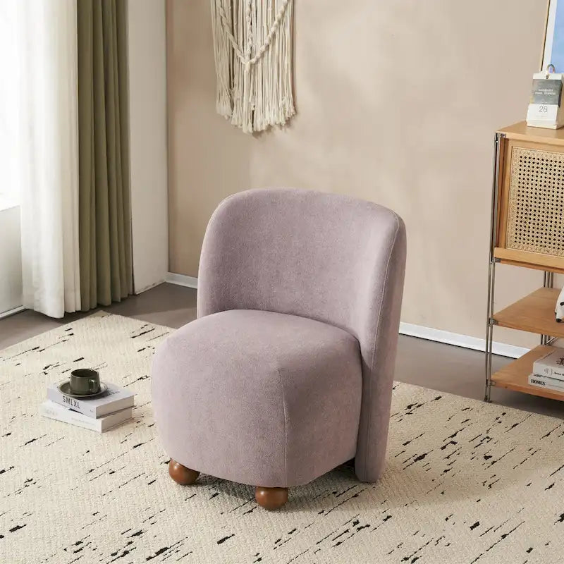 Modern Curved Teddy Fabric Accent Chair with Golden Metal Legs, Soft Upholstery, 4 Colors