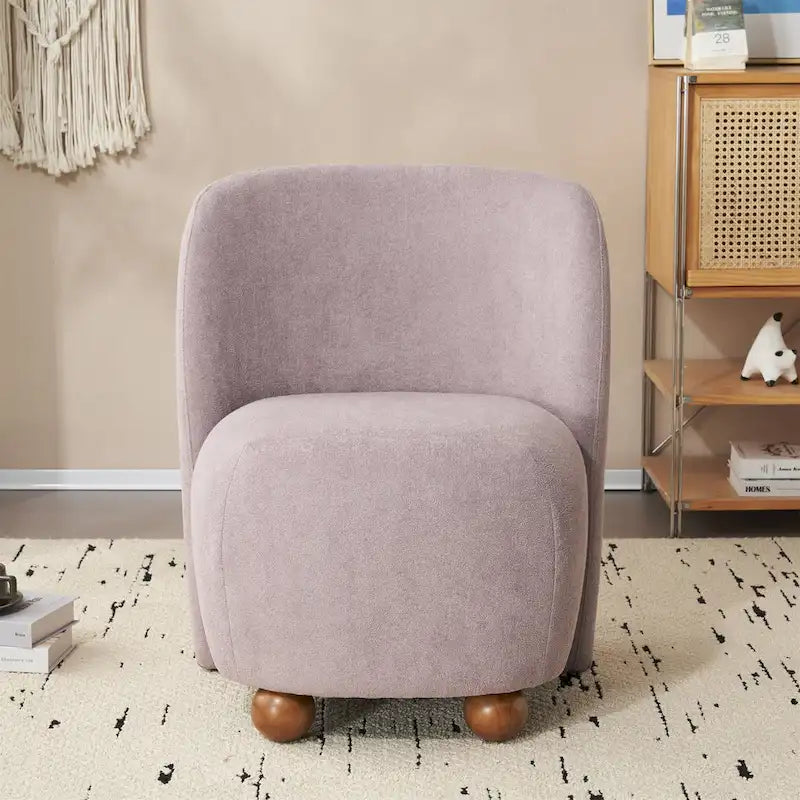 Modern Curved Teddy Fabric Accent Chair with Golden Metal Legs, Soft Upholstery, 4 Colors
