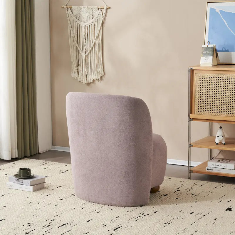 Modern Curved Teddy Fabric Accent Chair with Golden Metal Legs, Soft Upholstery, 4 Colors