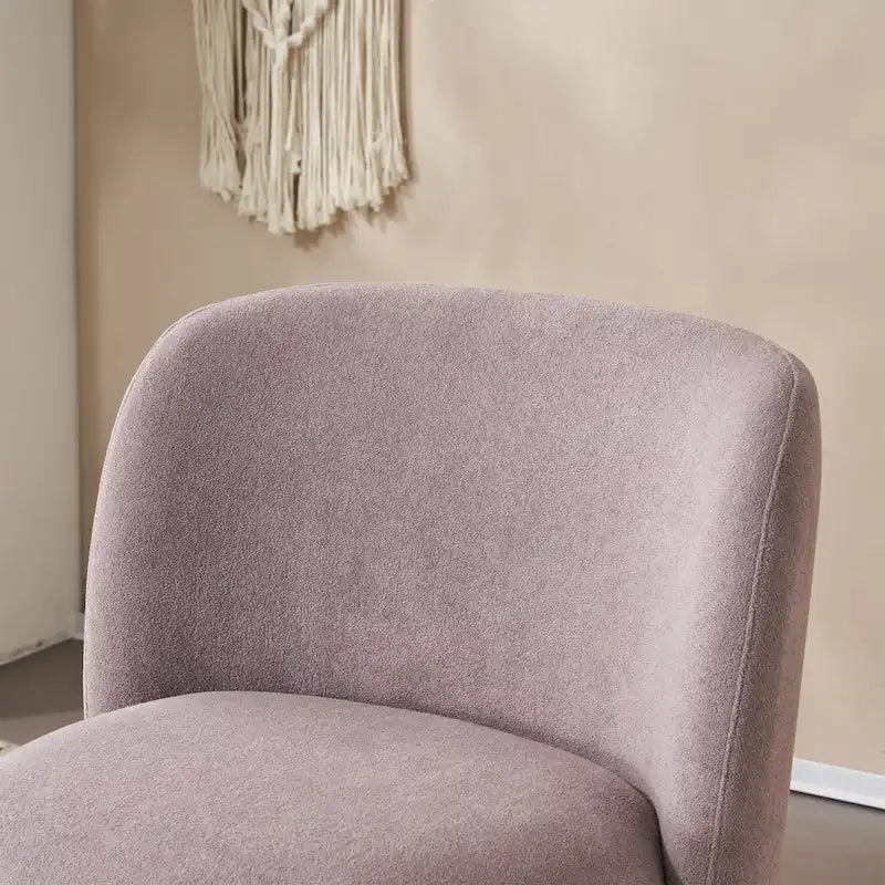 Modern Curved Teddy Fabric Accent Chair with Golden Metal Legs, Soft Upholstery, 4 Colors