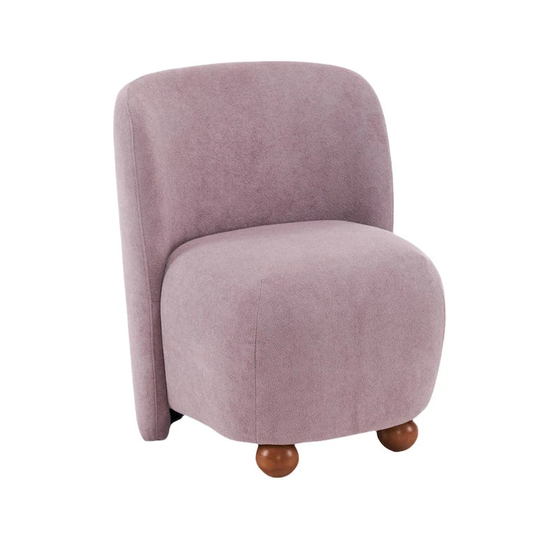 Modern Curved Teddy Fabric Accent Chair with Golden Metal Legs, Soft Upholstery, 4 Colors