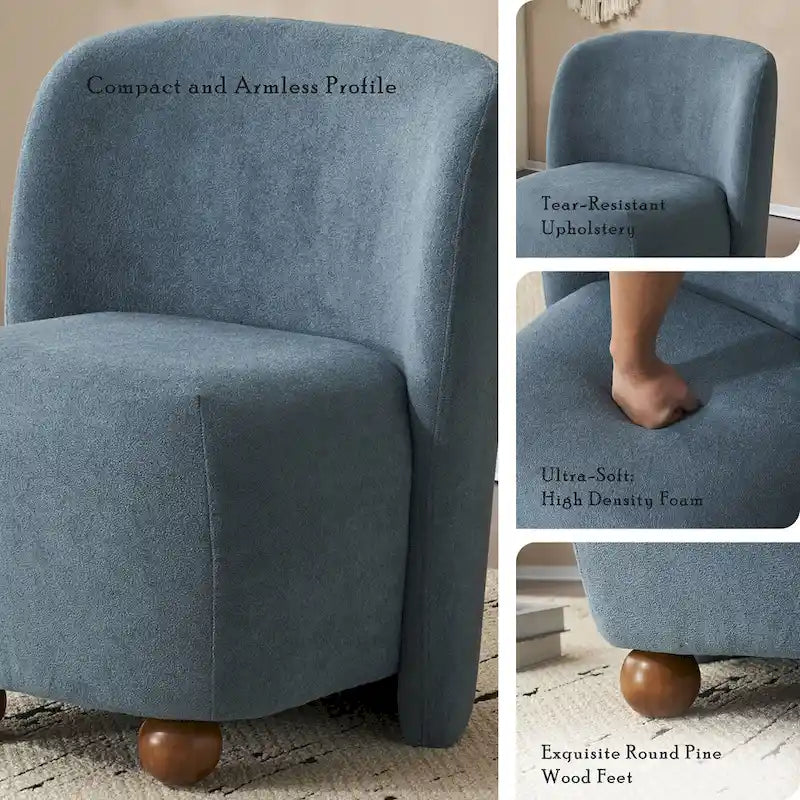 Modern Curved Teddy Fabric Accent Chair with Golden Metal Legs, Soft Upholstery, 4 Colors