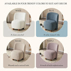 Modern Curved Teddy Fabric Accent Chair with Golden Metal Legs, Soft Upholstery, 4 Colors
