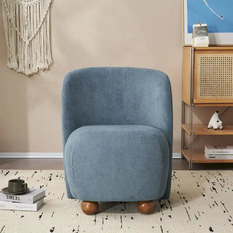 Modern Curved Teddy Fabric Accent Chair with Golden Metal Legs, Soft Upholstery, 4 Colors