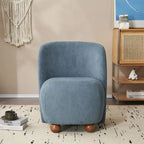 Modern Curved Teddy Fabric Accent Chair with Golden Metal Legs, Soft Upholstery, 4 Colors