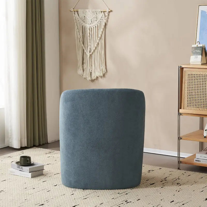Modern Curved Teddy Fabric Accent Chair with Golden Metal Legs, Soft Upholstery, 4 Colors