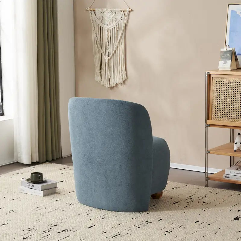Modern Curved Teddy Fabric Accent Chair with Golden Metal Legs, Soft Upholstery, 4 Colors