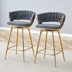 A Set of 4 Rotating Bar Stools, Equipped with Breathable Linen Cushions - Suitable for The Height of The Kitchen Island