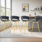 A Set of 4 Rotating Bar Stools, Equipped with Breathable Linen Cushions - Suitable for The Height of The Kitchen Island