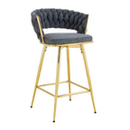A Set of 4 Rotating Bar Stools, Equipped with Breathable Linen Cushions - Suitable for The Height of The Kitchen Island