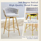 A Set of 4 Rotating Bar Stools, Equipped with Breathable Linen Cushions - Suitable for The Height of The Kitchen Island