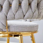 A Set of 4 Rotating Bar Stools, Equipped with Breathable Linen Cushions - Suitable for The Height of The Kitchen Island