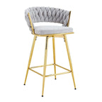 A Set of 4 Rotating Bar Stools, Equipped with Breathable Linen Cushions - Suitable for The Height of The Kitchen Island