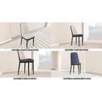 Set of 4 Mid-Century PU Leather Dining Chairs, Curved Back, Black Metal Legs, 250 lb Cap