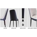 Set of 4 Mid-Century PU Leather Dining Chairs, Curved Back, Black Metal Legs, 250 lb Cap