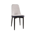 Set of 4 Mid-Century PU Leather Dining Chairs, Curved Back, Black Metal Legs, 250 lb Cap