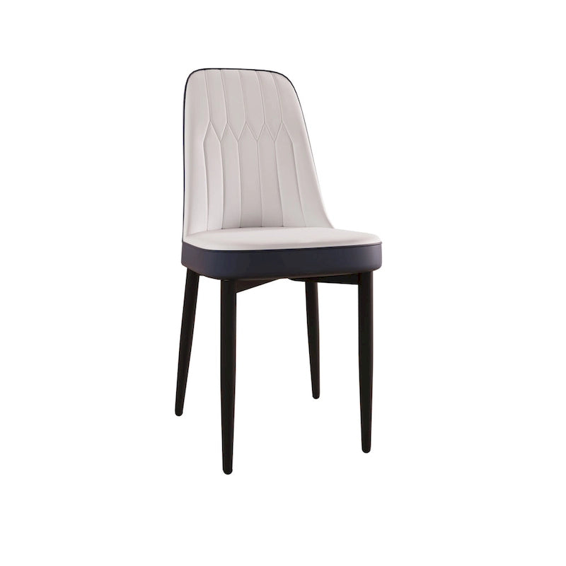 Set of 4 Mid-Century PU Leather Dining Chairs, Curved Back, Black Metal Legs, 250 lb Cap