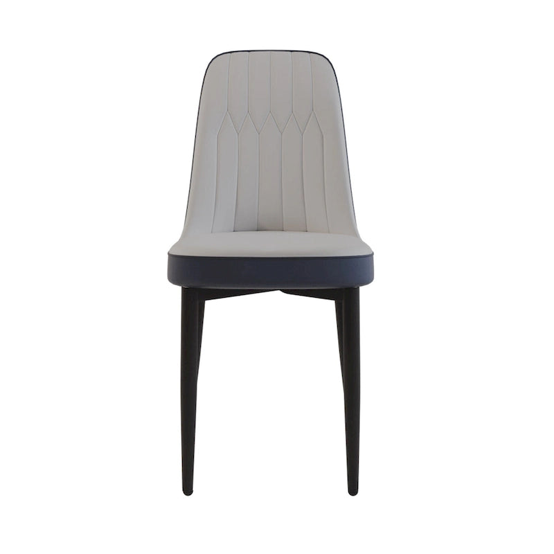 Set of 4 Mid-Century PU Leather Dining Chairs, Curved Back, Black Metal Legs, 250 lb Cap