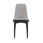 Set of 4 Mid-Century PU Leather Dining Chairs, Curved Back, Black Metal Legs, 250 lb Cap