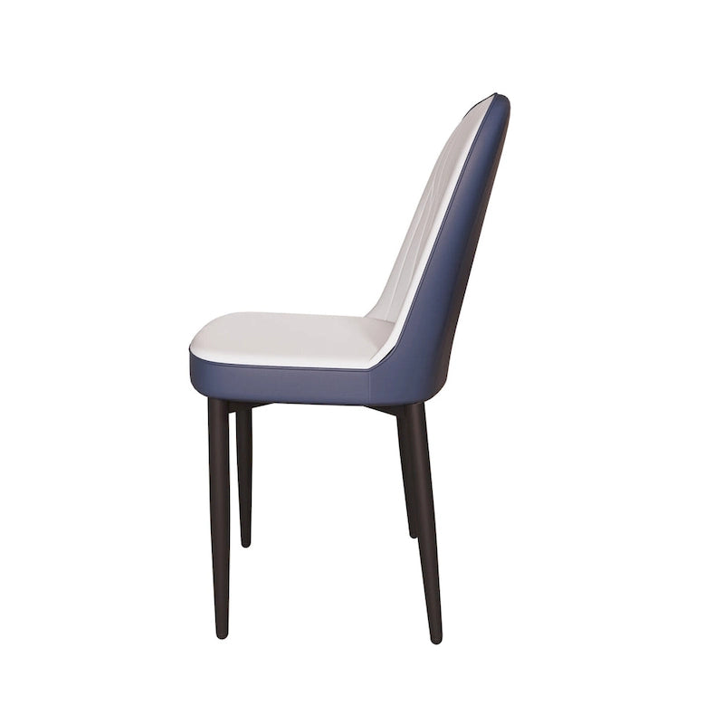 Set of 4 Mid-Century PU Leather Dining Chairs, Curved Back, Black Metal Legs, 250 lb Cap