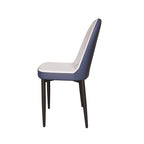 Set of 4 Mid-Century PU Leather Dining Chairs, Curved Back, Black Metal Legs, 250 lb Cap