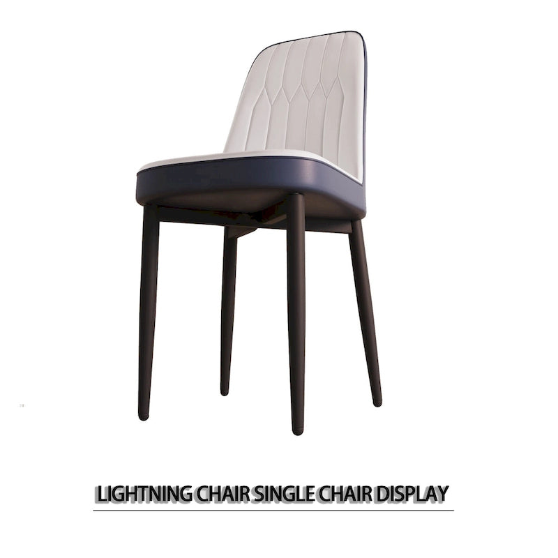 Set of 4 Mid-Century PU Leather Dining Chairs, Curved Back, Black Metal Legs, 250 lb Cap