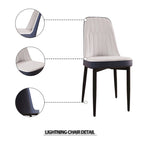 Set of 4 Mid-Century PU Leather Dining Chairs, Curved Back, Black Metal Legs, 250 lb Cap