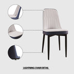 Set of 4 Mid-Century PU Leather Dining Chairs, Curved Back, Black Metal Legs, 250 lb Cap