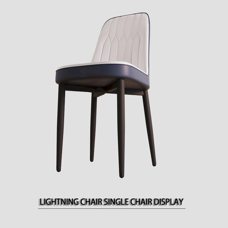 Set of 4 Mid-Century PU Leather Dining Chairs, Curved Back, Black Metal Legs, 250 lb Cap