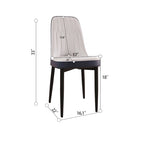 Set of 4 Mid-Century PU Leather Dining Chairs, Curved Back, Black Metal Legs, 250 lb Cap