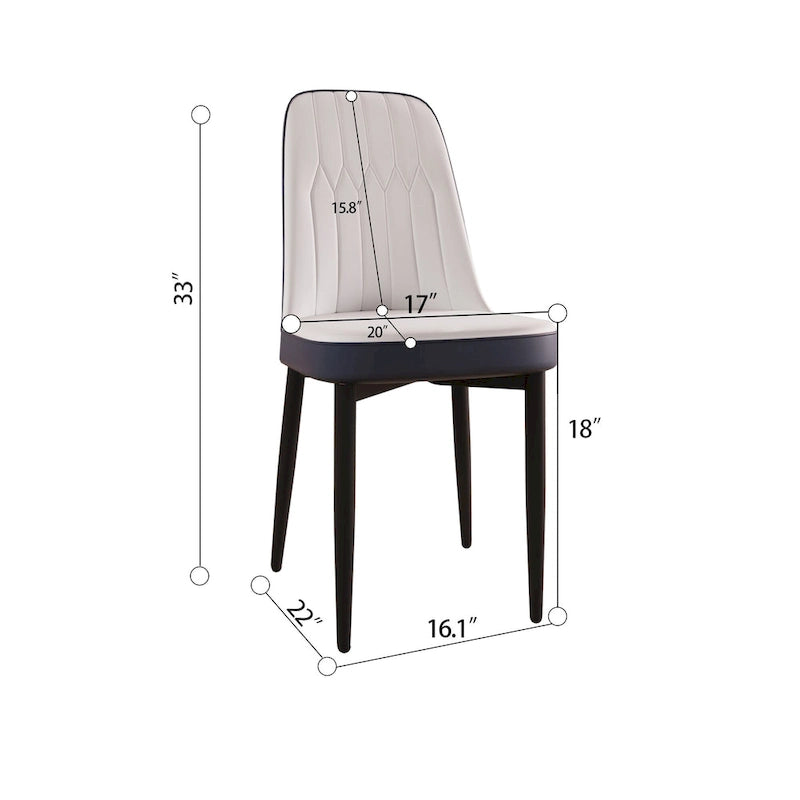 Set of 4 Mid-Century PU Leather Dining Chairs, Curved Back, Black Metal Legs, 250 lb Cap